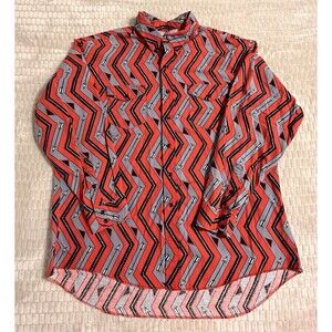 Wrangler Cowboy Cut Mens 3XL Red Geometric Western Shirt Pearl Snap